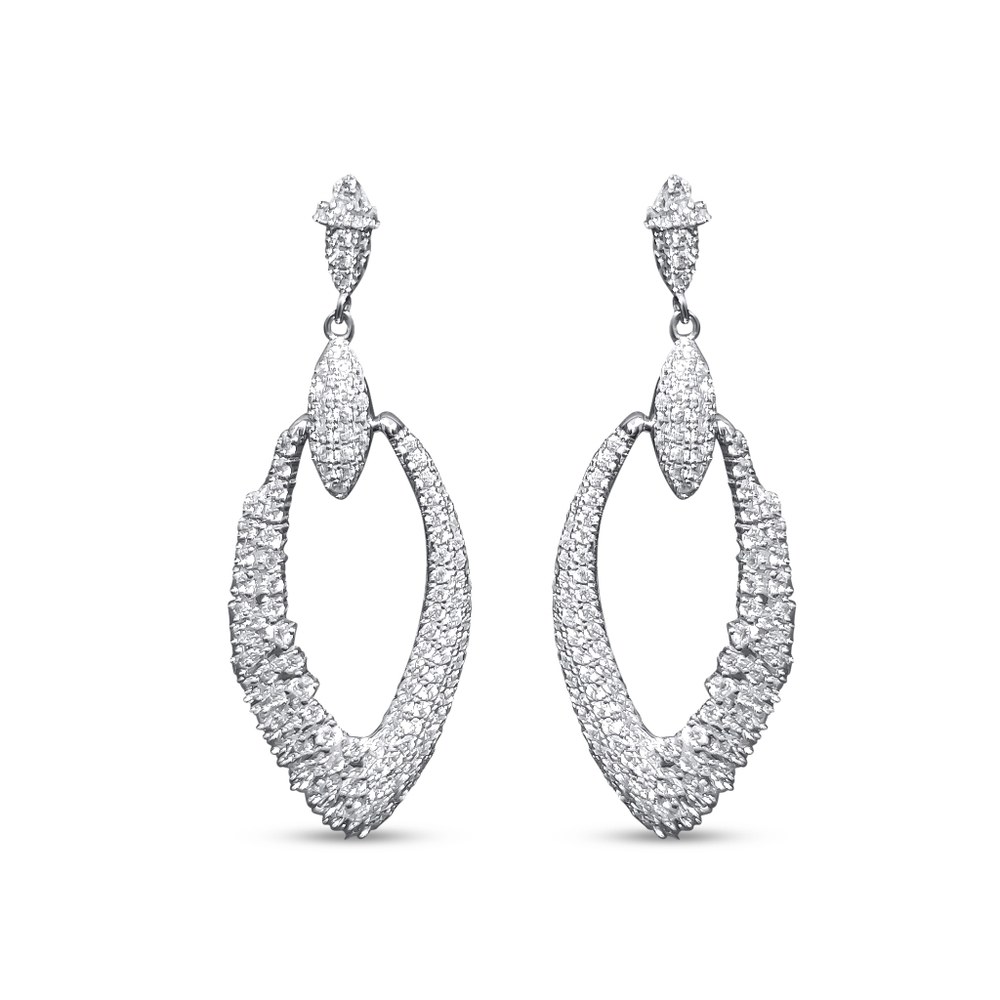 Sterling Silver Teardrop Diamond Earrings